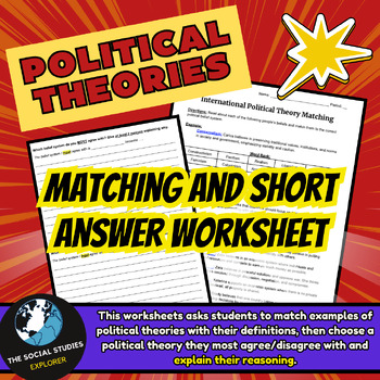 Preview of Political Theory Worksheet, Engaging with Worldviews and Ideologies
