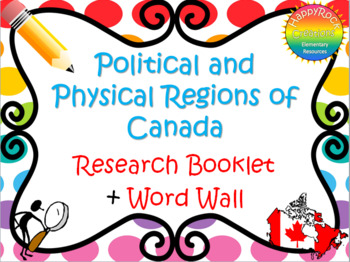 Preview of Political and Physical Regions of Canada Research Booklet + Word Wall