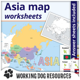 Political map of Asia and worksheets