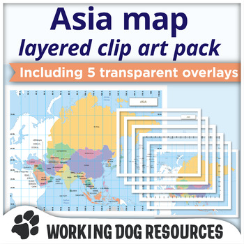 Preview of Political map of Asia map clip art pack - complete and layered