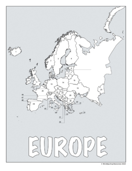 black and white political map of europe