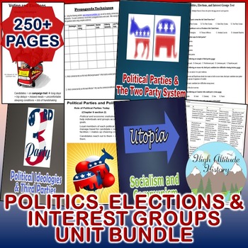 Preview of Politics, Elections, and Interest Groups Unit Bundle (Government)