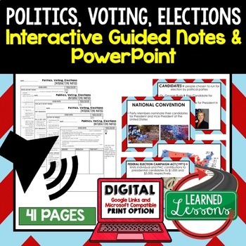 Preview of Politics, Voting, Elections Guided Notes PowerPoint, Google Flipped Classroom