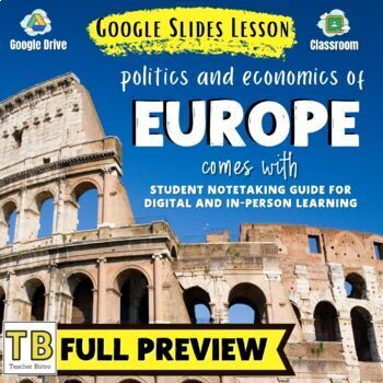 Preview of Politics and Economics of Europe Google Slides and Note Taking Guide