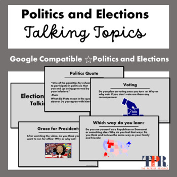 Preview of Politics and Elections Talking Topics Bell Ringer Journals  (Google Compatible)