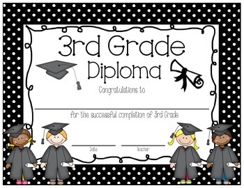 polka dot 3rd grade diploma english and spanish by td teacher doodles