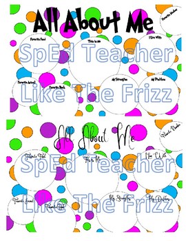 Preview of Polka Dot ALL ABOUT ME Poster- Dr. Seuss inspired font