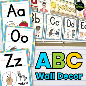 Preview of Polka Dot Alphabet Posters – Sign Language Letter Posters – Classroom Décor