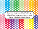 Digital Papers - 16 Polka Dot Candy Colors (Commercial Use)