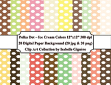 Digital Papers - 20 Polka Dot Ice Cream Colors (Commercial Use)