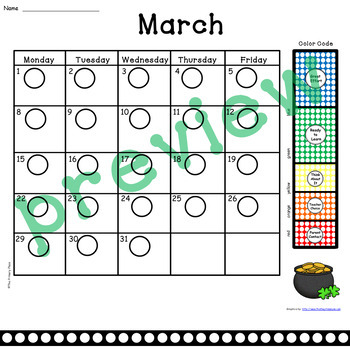 Polka Dot Behavior Clip Chart Home-School Calendars 2020 ...