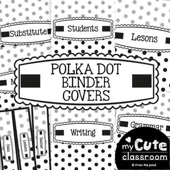 Preview of Binder Cover Labels | Black and White Polka Dot