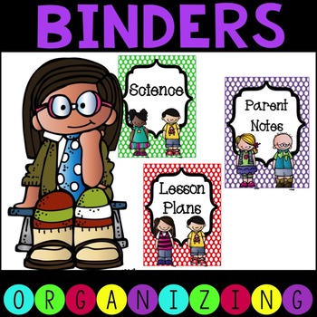 Preview of Polka Dot Binders and Spines Plus Labels EDITABLE