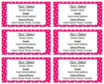 Polka Dot Business Cards in Color by Splendor in Kinder | TPT