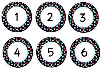 polka dot circle number labels by allison chunco tpt