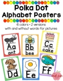 Polka Dot Classroom Alphabet Posters - 2 Versions -Rainbow Colors