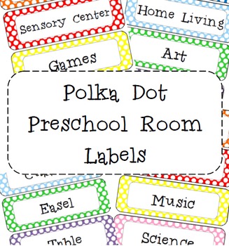 Preview of Polka Dot Classroom Labels [includes editable blanks]