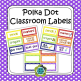Polka Dot Classroom Labels - 3 editable sizes (PDF & PowerPoint)