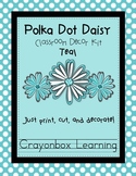 Polka Dot Daisy (teal, aqua) Classroom Decor Kit - Room Th