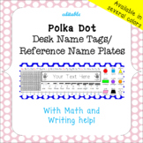 Polka Dot Desk Name Tags / Reference Plates with Math and 