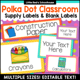 Polka Dot Editable Classroom Labels