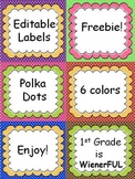 Polka Dot Editable Labels with cute banners!  FREEBIE!