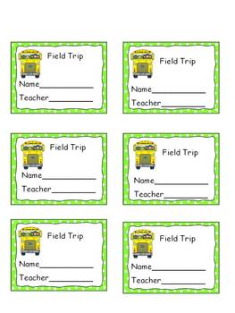 field trip name tag ideas