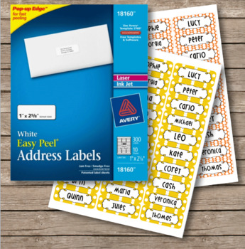 Preview of Polka Dot Labels -  30 Address Label Size (Avery 18160) Orange and Yellow