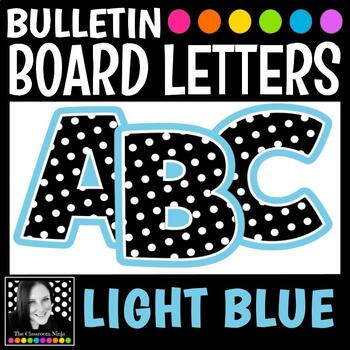 Polka Dot Large Bulletin Board Letters with Light Blue Outline | TPT