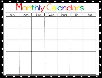 Polka Dot Monthly Calendars by Teach Play with Mrs J | TpT