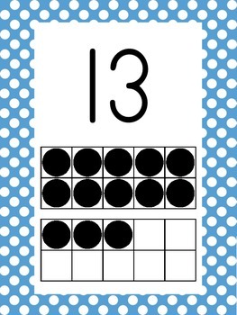 polka dot number wall card posters with ten frames by andrea mason