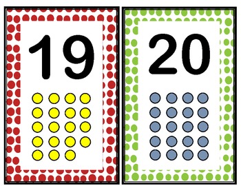 Preview of Polka Dot Numbers 1-20 Wall Cards