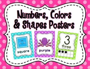 Preview of Polka Dot Numbers, Colors & Shapes Posters