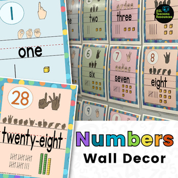 Preview of Polka Dot Numbers Posters - Numbers 1 - 30 - Sign Language Classroom Decor