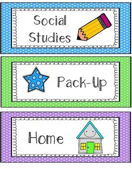 Polka-Dot Schedule Cards by Mrs Casellas Classroom | TpT