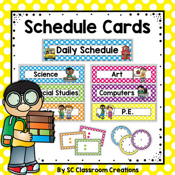 Polka Dot Schedule Cards-Classroom Decor by SC Classroom Creations