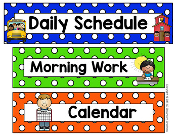 Primary Polka Dot Schedule Card - Classroom Decor by SC Classroom Creations