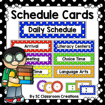 Primary Polka Dot Schedule Cards - no pictures-Classroom Decor | TpT