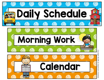 Scribble Polka Dot Schedule Cards-Classroom Decor by SC Classroom Creations
