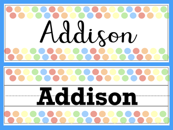 Polka Dot Student Name Tags by Hope Burns | TPT