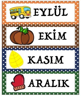 Polka Dot Theme Calendar Cards - Turkish Language by Mama In the Middle ...