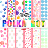 Polka Dot Watercolor Digital Paper Background Clip Art Set