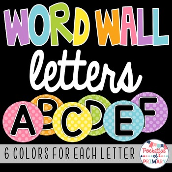 Preview of Polka Dot Word Wall LETTERS - 6 Color Choices!