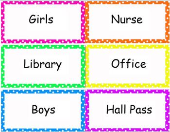 Preview of Polka Dot editable customize Hall Pass - Boys Girls Nurse Office Library Other