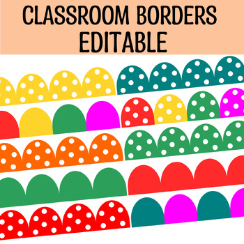 Polka Dots Bulletin board borders, Bright classroom borders, Editable ...
