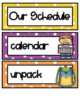 Polka Dots Class Schedule Cards by Love Filled Learning | TPT