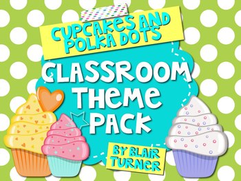 Preview of Polka Dots and Cupcakes Classroom Theme Pack