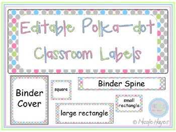 Preview of Polka dot Classroom Labels