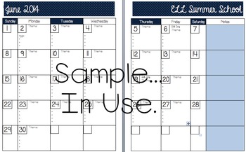 Preview of Polka-dot Red, White & Blue Editable Calendar