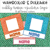 Polkadot and Watercolor Cubby Name Tags